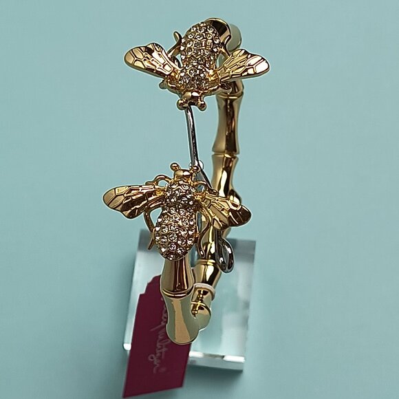 Lilly Pulitzer Bee-Utifull Bracelet Gold Metalli Casual Statement Party Cocktail - Picture 3 of 7